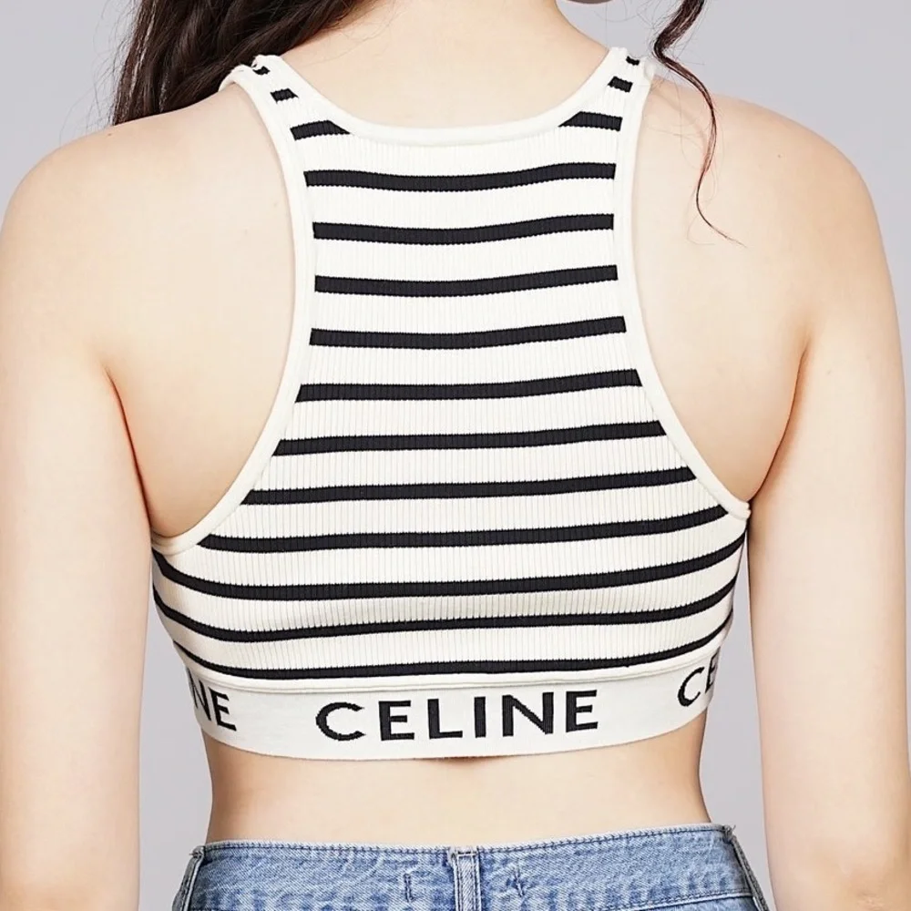 Celine Striped Ribbed Crop Top - Picture 2 of 6